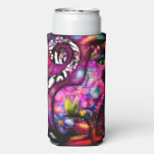 抽象芸術お洒落キティ猫フローラレッドグリーンピンク スリム缶クーラー (Seltzer裏面)