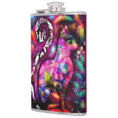 抽象芸術お洒落キティ猫フローラレッドグリーンピンク フラスク (左)