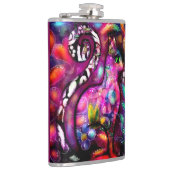 抽象芸術お洒落キティ猫フローラレッドグリーンピンク フラスク (右)