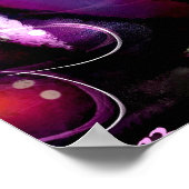 抽象芸術お洒落キティ猫フローラレッドグリーンピンク ポスター (角)