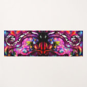 抽象芸術お洒落キティ猫フローラレッドグリーンピンク ヨガマット (正面(横))