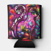 抽象芸術お洒落キティ猫フローラレッドグリーンピンク 缶クーラー (裏面)