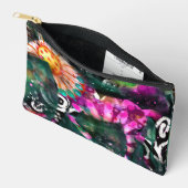 抽象芸術お洒落ギャロピンホースフローラピンク アクセサリーポーチ (見開き)
