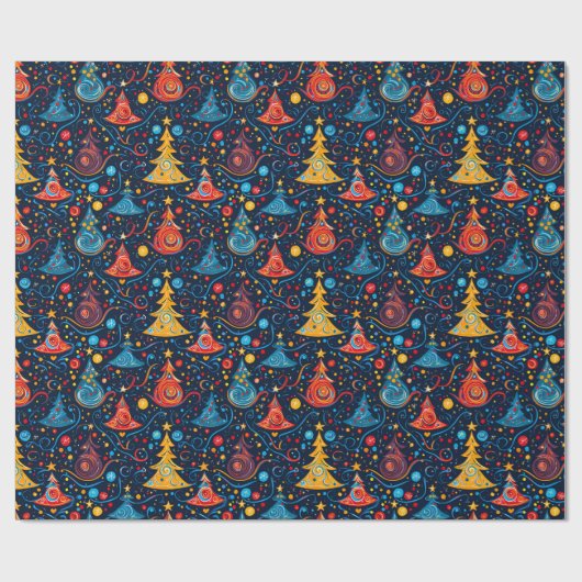 抽象芸術お洒落クリスマスツリー ラッピングペーパー (フラット)