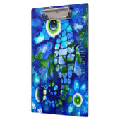 抽象芸術お洒落シーホースブルーティール（緑がかった色）グリーンフローラ クリップボード (左)