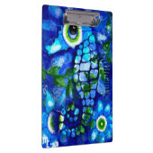 抽象芸術お洒落シーホースブルーティール（緑がかった色）グリーンフローラ クリップボード (右)