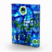 抽象芸術お洒落シーホースブルーティール(緑がかった色)グリーンフローラ フォトブロック (右)