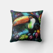 抽象芸術お洒落トゥーカンバードトゥーカンティール（緑がかった色）オレンジ クッション (裏面)