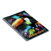 抽象芸術お洒落トゥーカンパーソナライズされたバード ノートブック (右側)