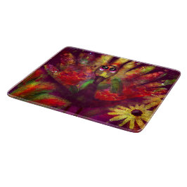 抽象芸術お洒落トルコフローラ赤黄 カッティングボード