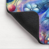 抽象芸術お洒落ドラゴンフライフローラティール（緑がかった色）ブルーピンク マウスパッド (コーナー)