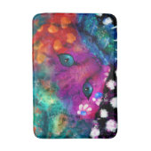 抽象芸術お洒落ドリーミーキティキャットティール（緑がかった色）パープル バスマット (正面縦)