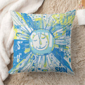 抽象芸術お洒落ハッピーサンワードアート クッション (ブランケット)