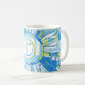 抽象芸術お洒落ハッピーサンワードアート コーヒーマグカップ (正面右)