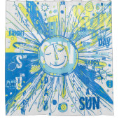 抽象芸術お洒落ハッピーサンワードアート シャワーカーテン (正面)