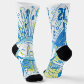抽象芸術お洒落ハッピーサンワードアート ソックス (傾斜あり)