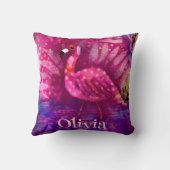 抽象芸術お洒落ピンクフラミンゴパーソナライズされた クッション (裏面)