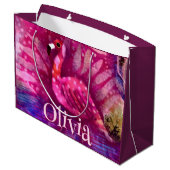 抽象芸術お洒落ピンクフラミンゴパーソナライズされた ラージペーパーバッグ (裏面アングル)
