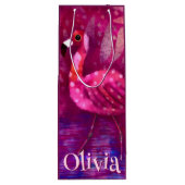 抽象芸術お洒落ピンクフラミンゴパーソナライズされた ワインギフトバッグ (裏面)