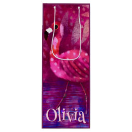 抽象芸術お洒落ピンクフラミンゴパーソナライズされた ワインギフトバッグ