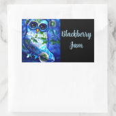 抽象芸術お洒落フクロウフローラフラワーブルーグリーン 長方形シール (バッグ)