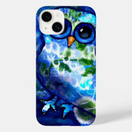抽象芸術お洒落フクロウブルーグリーンフローラ Case-Mate iPhone 14ケース
