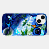 抽象芸術お洒落フクロウブルーグリーンフローラ Case-Mate iPhoneケース (裏面 (横))