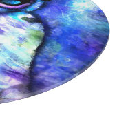 抽象芸術お洒落フクロウ大目ブルーパープル カッティングボード (角)