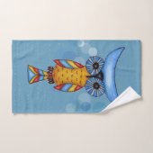 抽象芸術お洒落フクロウ大青の目が円に ハンドタオル (ハンドタオル)