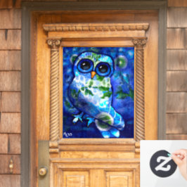 抽象芸術お洒落フクロウ青緑の窓が引っかかる ウィンドウサイン