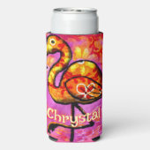 抽象芸術お洒落フラミンゴパーソナライズされたドリ スリム缶クーラー (Seltzer裏面)
