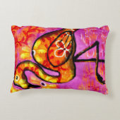 抽象芸術お洒落フラミンゴピンクイエローフローラ アクセントクッション (裏面)