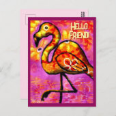 抽象芸術お洒落フラミンゴピンクオレンジ ポストカード (正面/裏面)