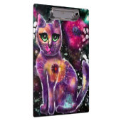 抽象芸術お洒落フローラキティ猫ブラックピンク クリップボード (右)