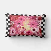 抽象芸術お洒落フローラ絵を描ズアートピンクレッド ランバークッション (裏面)