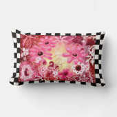 抽象芸術お洒落フローラ絵を描ズアートピンクレッド ランバークッション (正面)