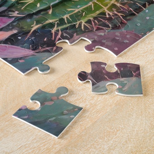 抽象芸術お洒落ユニコーンと多肉類 ジグソーパズル (側面)