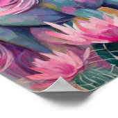 抽象芸術お洒落ユニコーンと多肉類 ポスター (角)