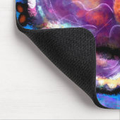 抽象芸術お洒落大目の魚ティール(緑がかった色)ピンクフローラ マウスパッド (コーナー)