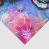 抽象芸術お洒落大目の魚ティール（緑がかった色）ピンクフローラ 薄葉紙 (詳細)