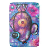 抽象芸術お洒落大目魚紫ティール（緑がかった色）ピンク バスマット (正面縦)