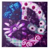 抽象芸術お洒落平和サインフローラ紫ポスター タイル (正面)