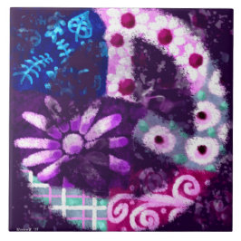 抽象芸術お洒落平和サインフローラ紫ポスター タイル