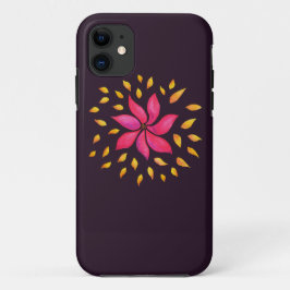 抽象芸術お洒落水彩ピンクフラワー iPhone 11 ケース