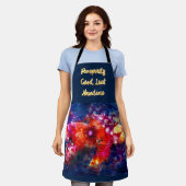 抽象芸術お洒落金魚パープルオレンジピンク エプロン (着用した状態)