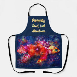 抽象芸術お洒落金魚パープルオレンジピンク エプロン