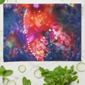 抽象芸術お洒落金魚パープルオレンジピンク キッチンタオル (折り畳み)