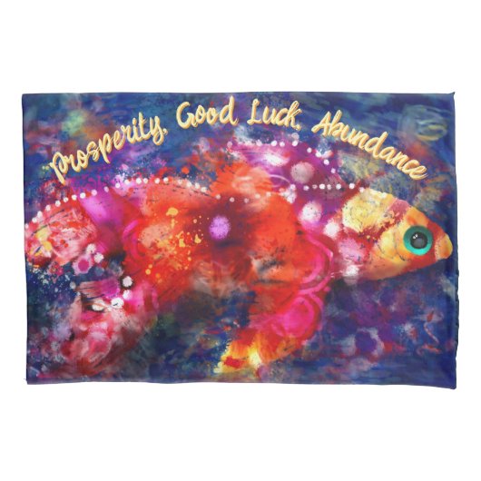 抽象芸術お洒落金魚パープルオレンジピンク 枕カバー (正面)