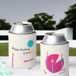 抽象芸術お誕生日ケーキろうそく 缶クーラー