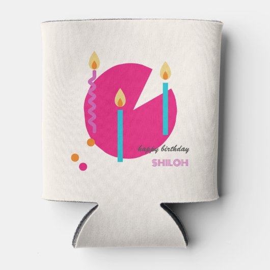 抽象芸術お誕生日ケーキろうそく 缶クーラー (正面)